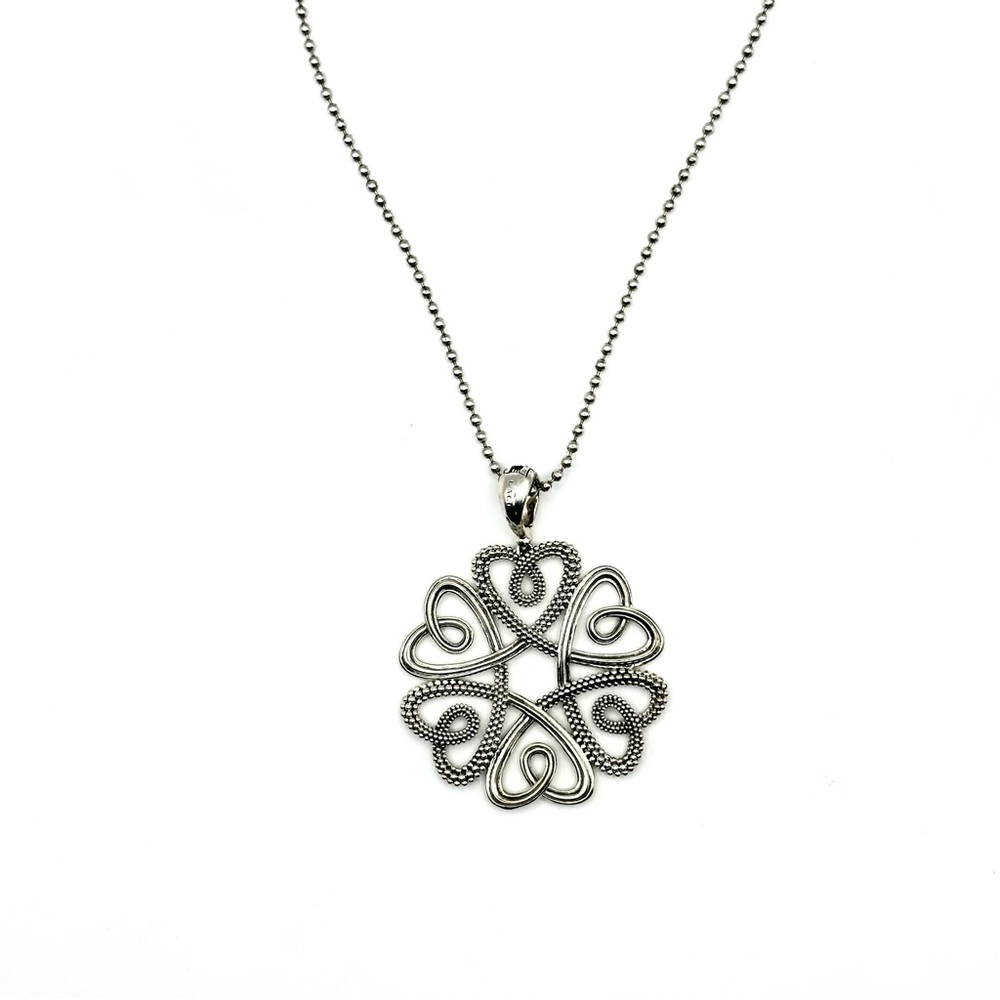 Lagos Rare Wonders Silver Floral Heart Pendant Necklace - Picture 5 of 9